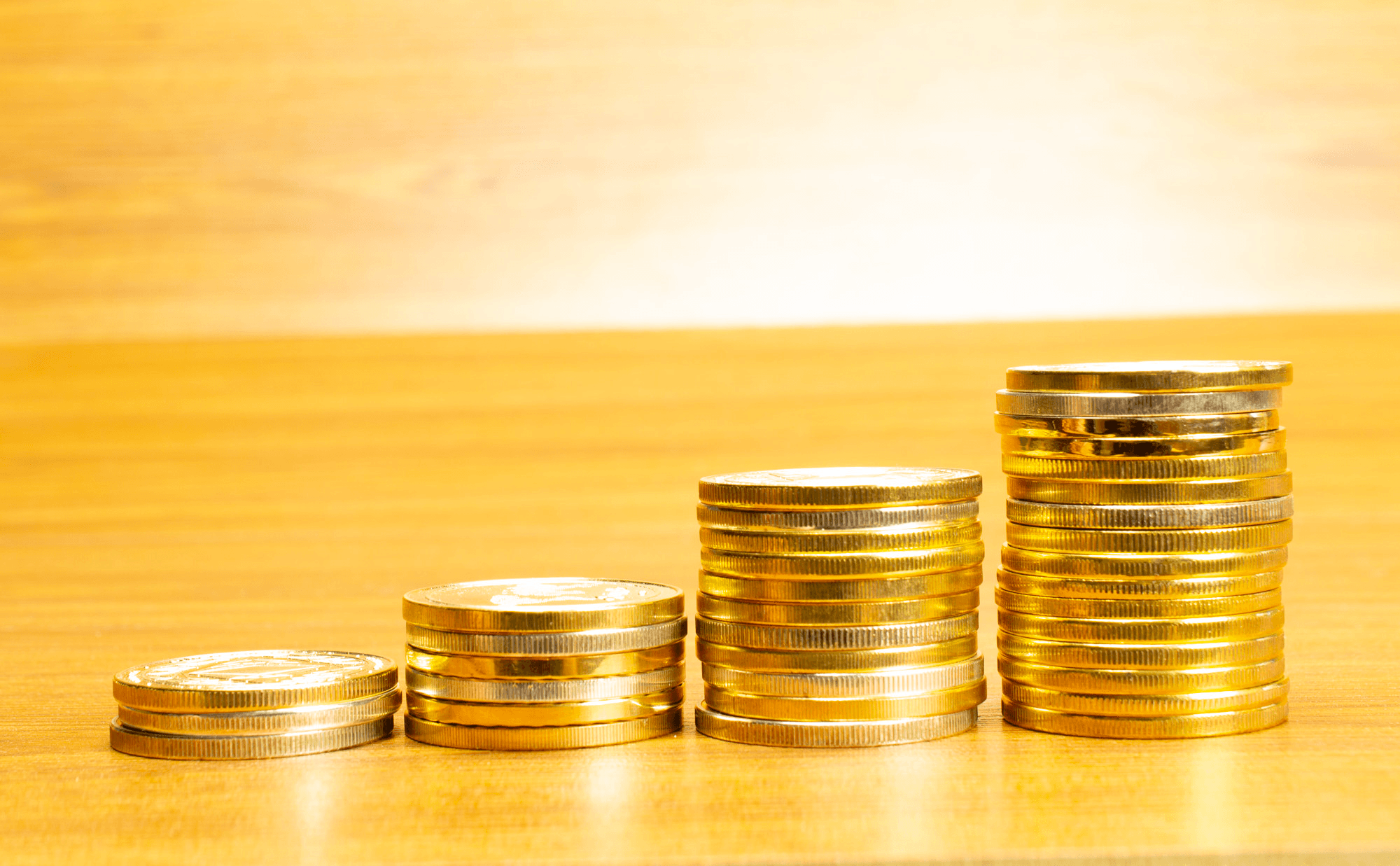 Gold coins stacked.